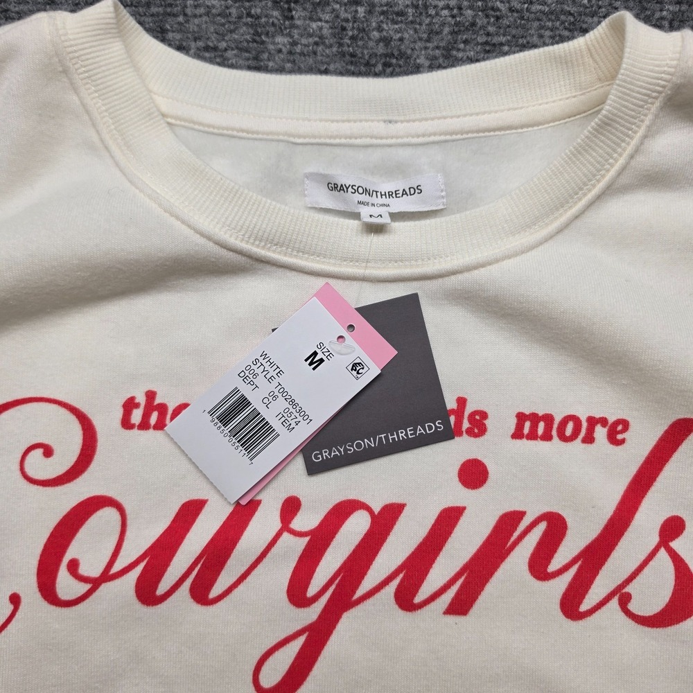 Grayson Threads World Needs More Cowgirls Sweatshirt Size M Cream Horse Graphic - Picture 3 of 8